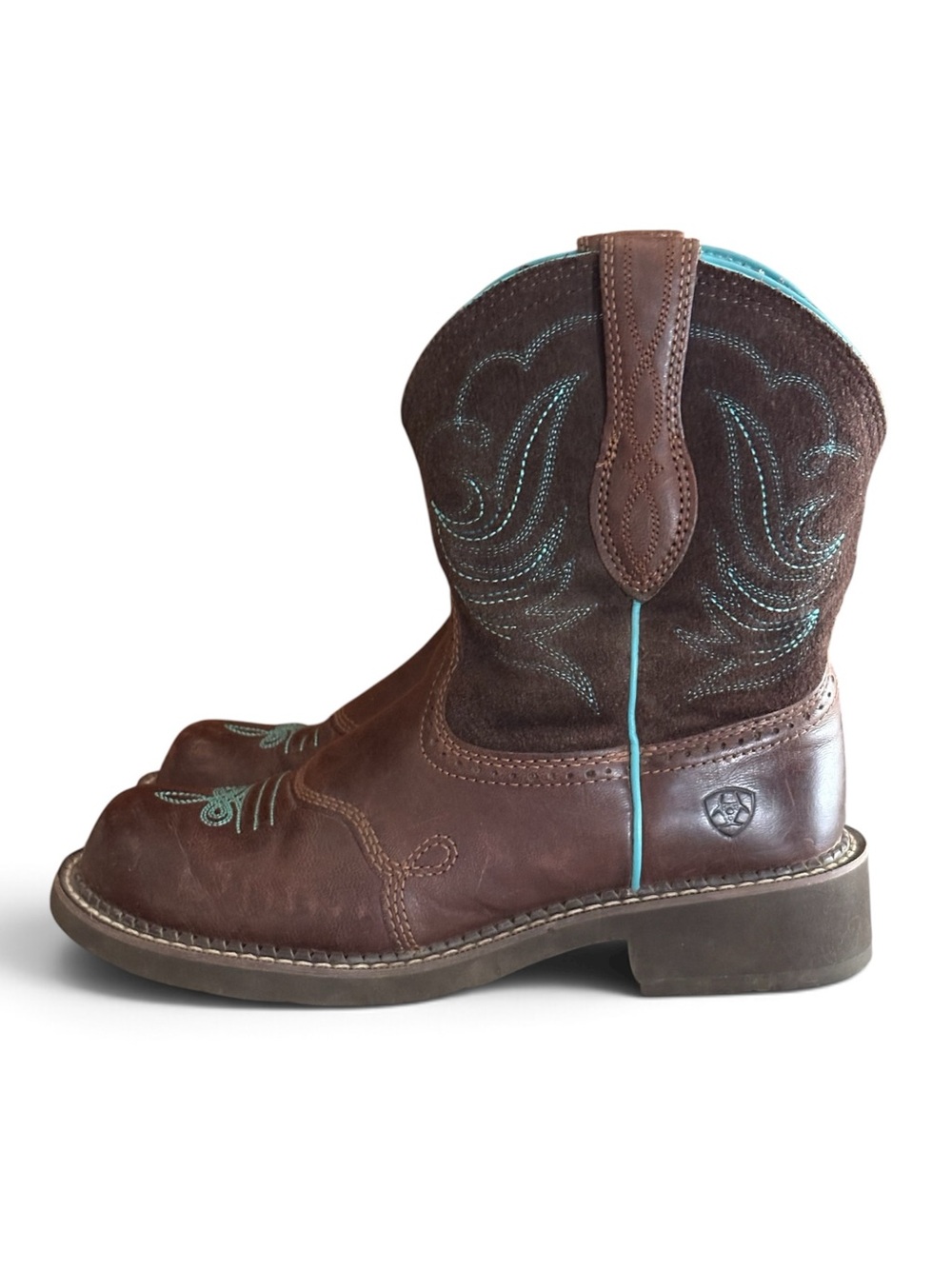 Ariat Fatbaby Heritage Dapper Brown and Teal Western Boots